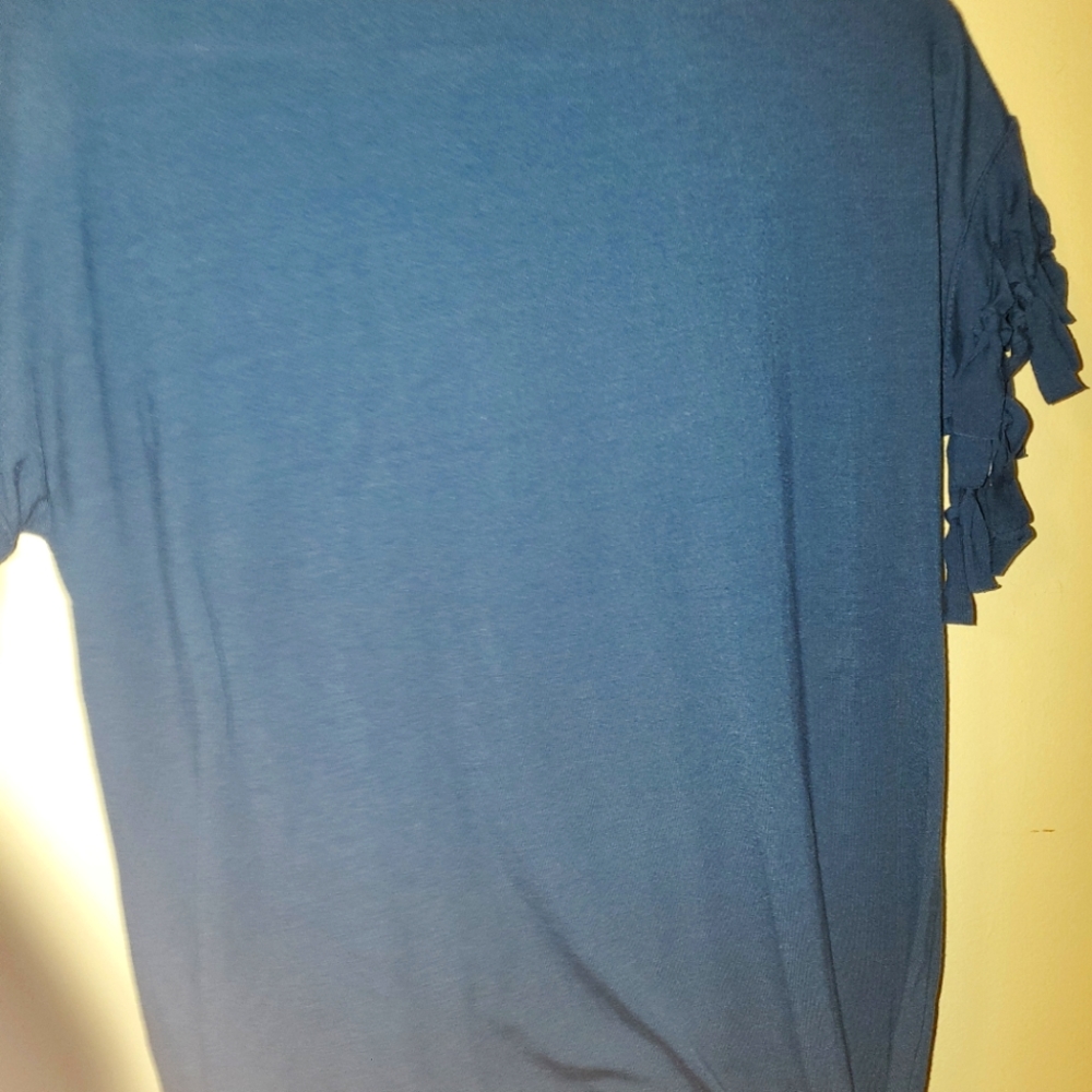 Navy top with tied sleeves